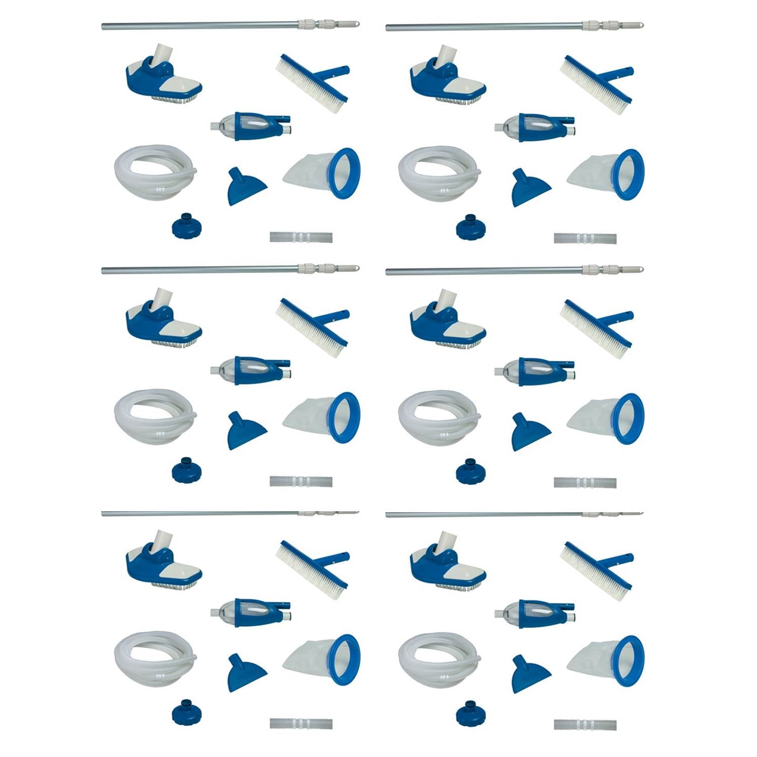 Intex Pool Maintenance Kit with Vacuum & Pole for Minimum 800 GPH Flow (6 Pack)
