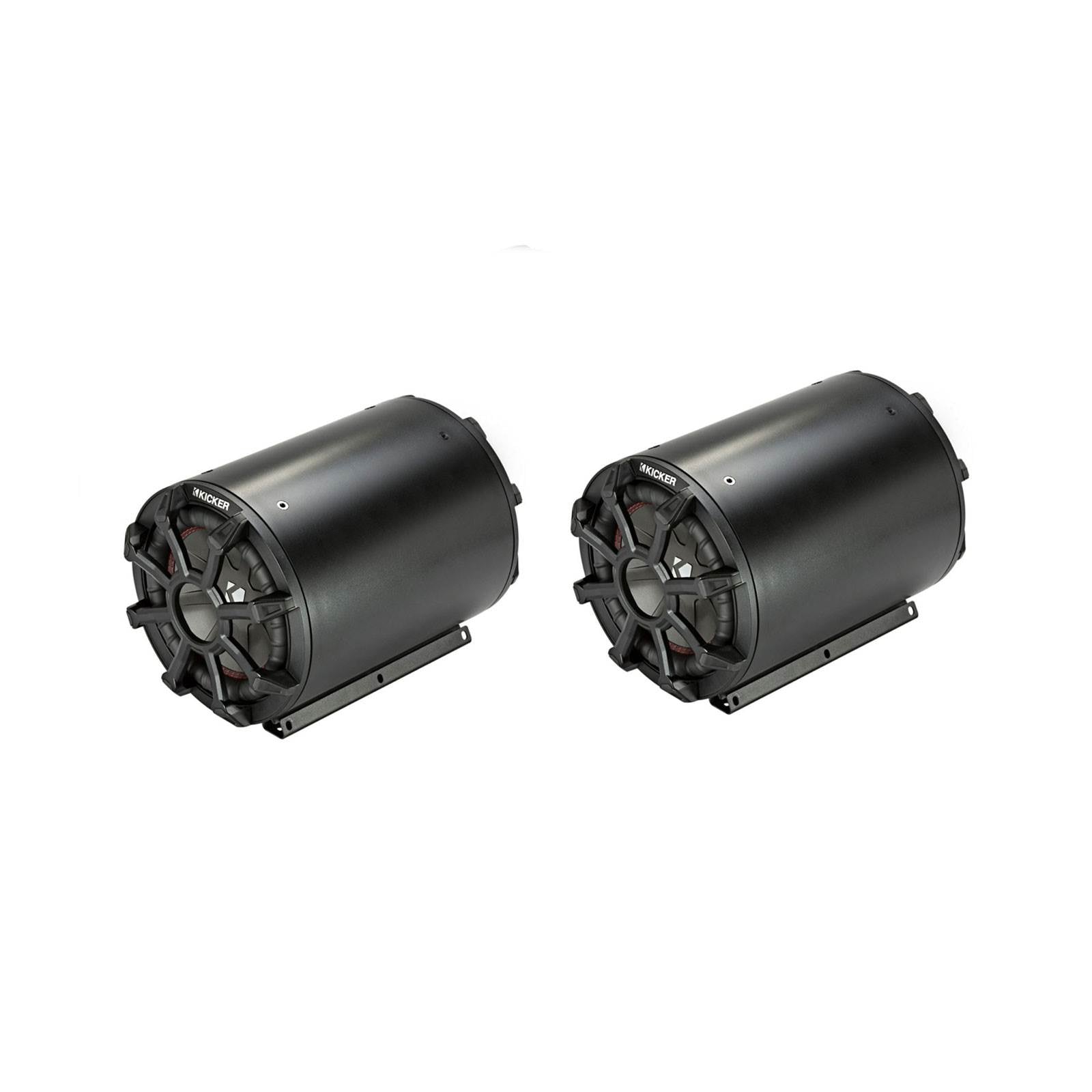 Kicker Car Audio Tube Enclosure w/ 8 Inch 2 Ohm Subwoofer and Grill (2 Pack)