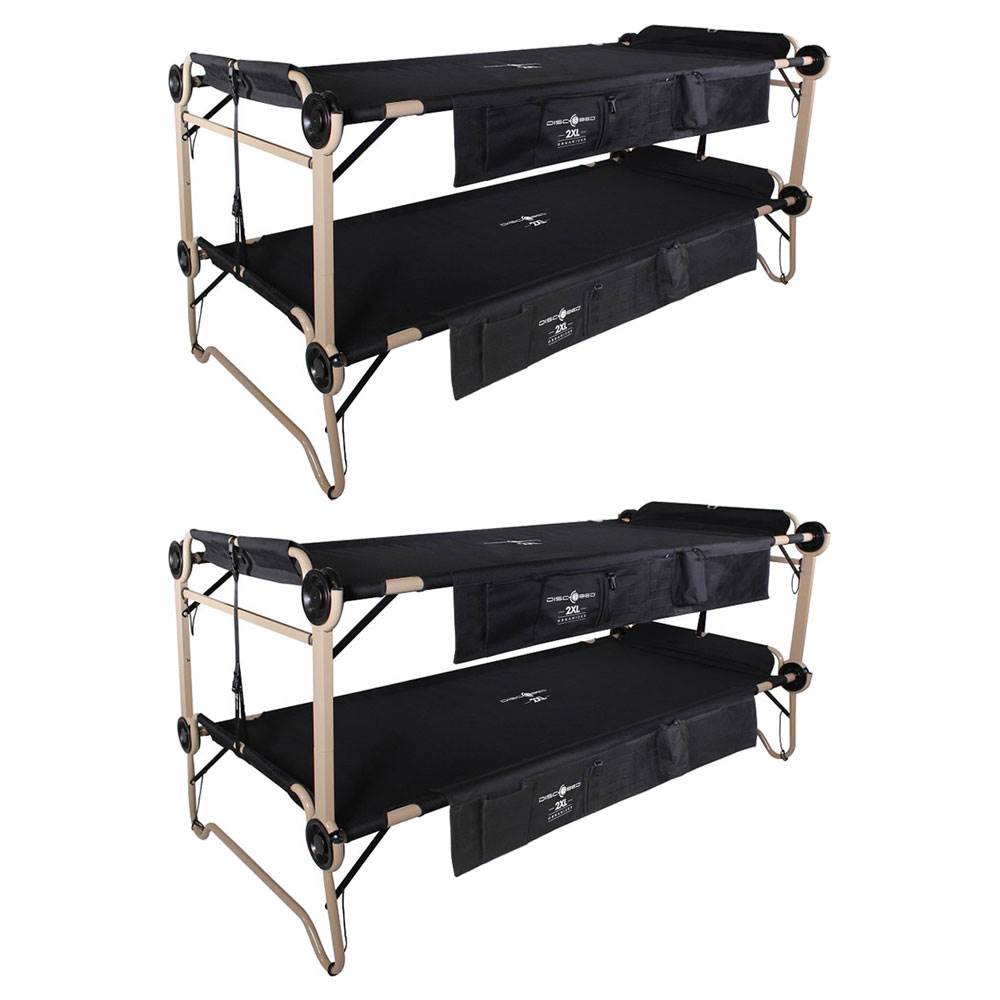Disc-O-Bed 2XL Cam-O-Bunk Benchable Bunked Double Cot with Organizers (2 Pack) - VMInnovations