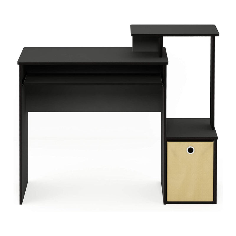 Furinno Econ Office Computer Writing Desk with Storage Bin, Black (Open Box)
