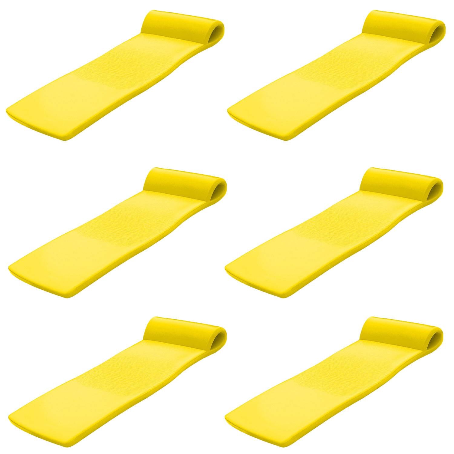 Texas Recreation Sunsation 70 Inch Foam Raft Lounger Pool Float, Yellow (6 Pack)
