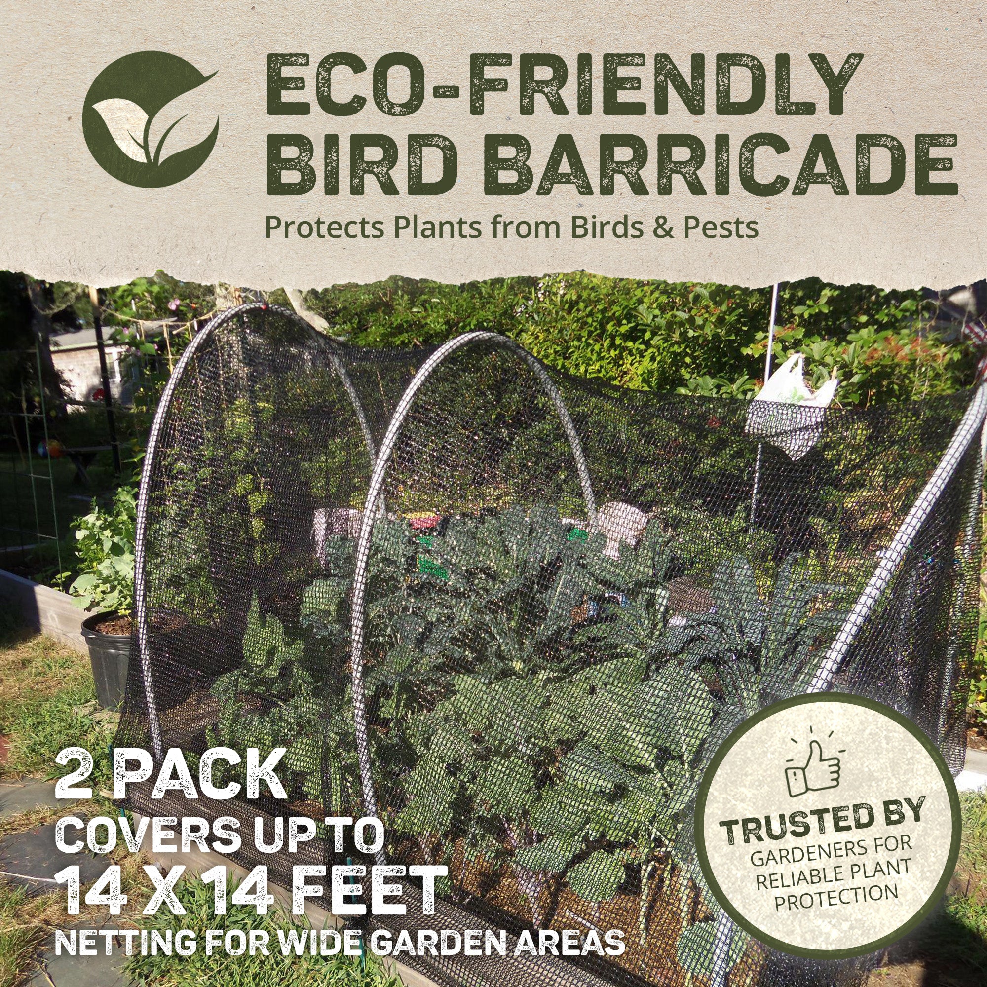 DeWitt 14 Foot Garden Bird Barricade Plant Protector Deluxe Netting (2 Pack)