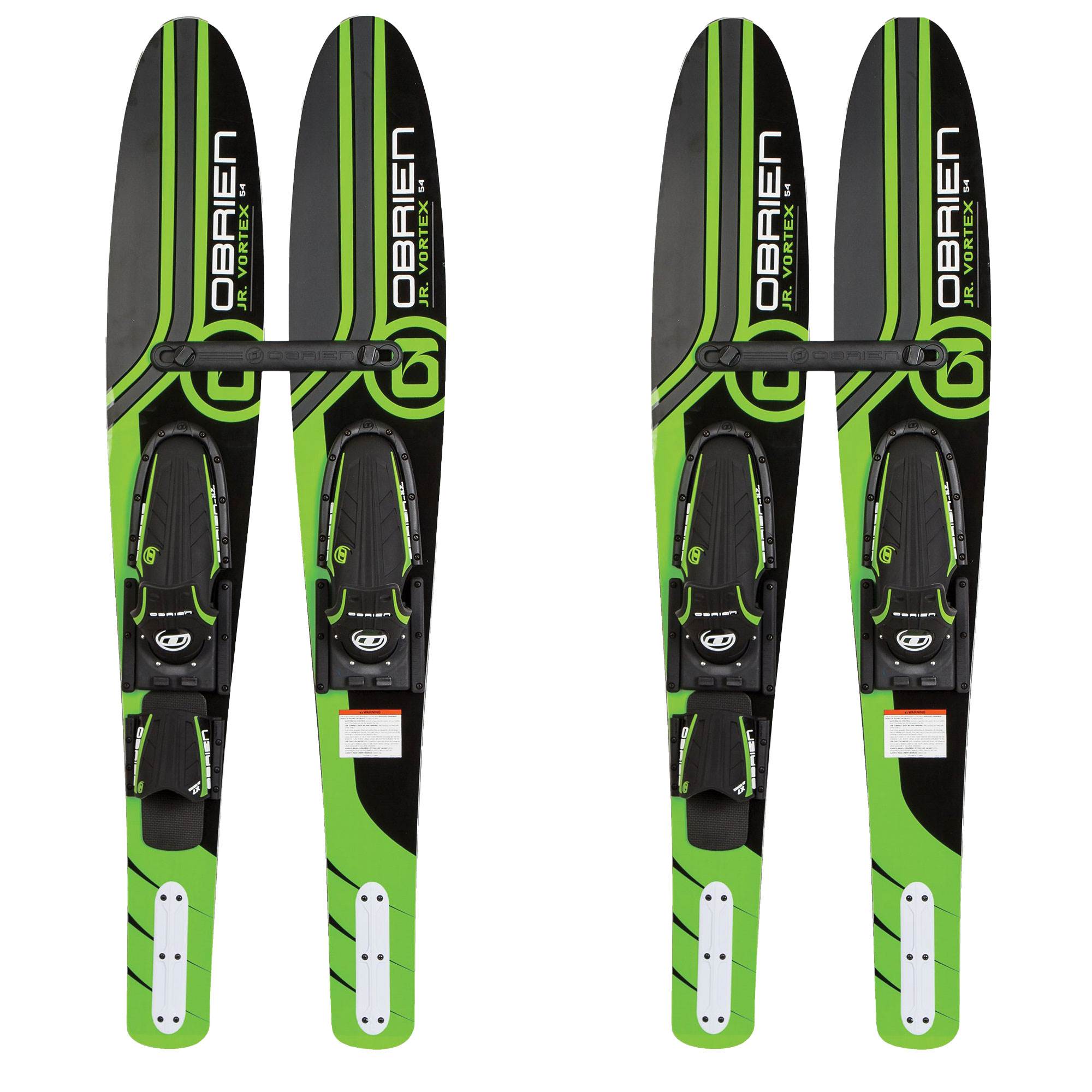 OBrien 54" Adjustable Combo Water Skis, Kids Size 2-Mens Size 7, Green (2 Pack)