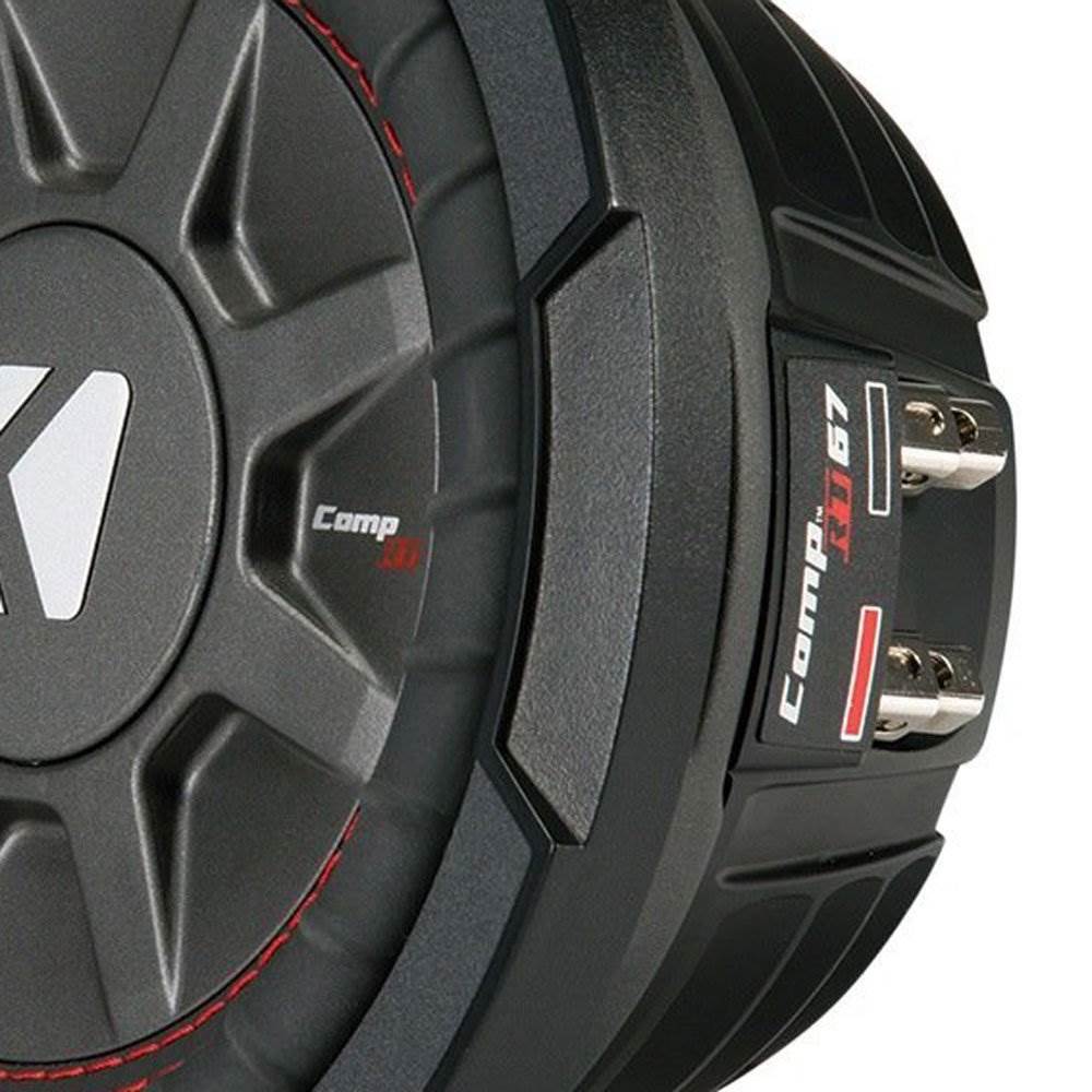 Kicker CompRT Single 6.75 Inch 300 Watt Max 1 Ohm Shallow Car Subwoofer (2 Pack)
