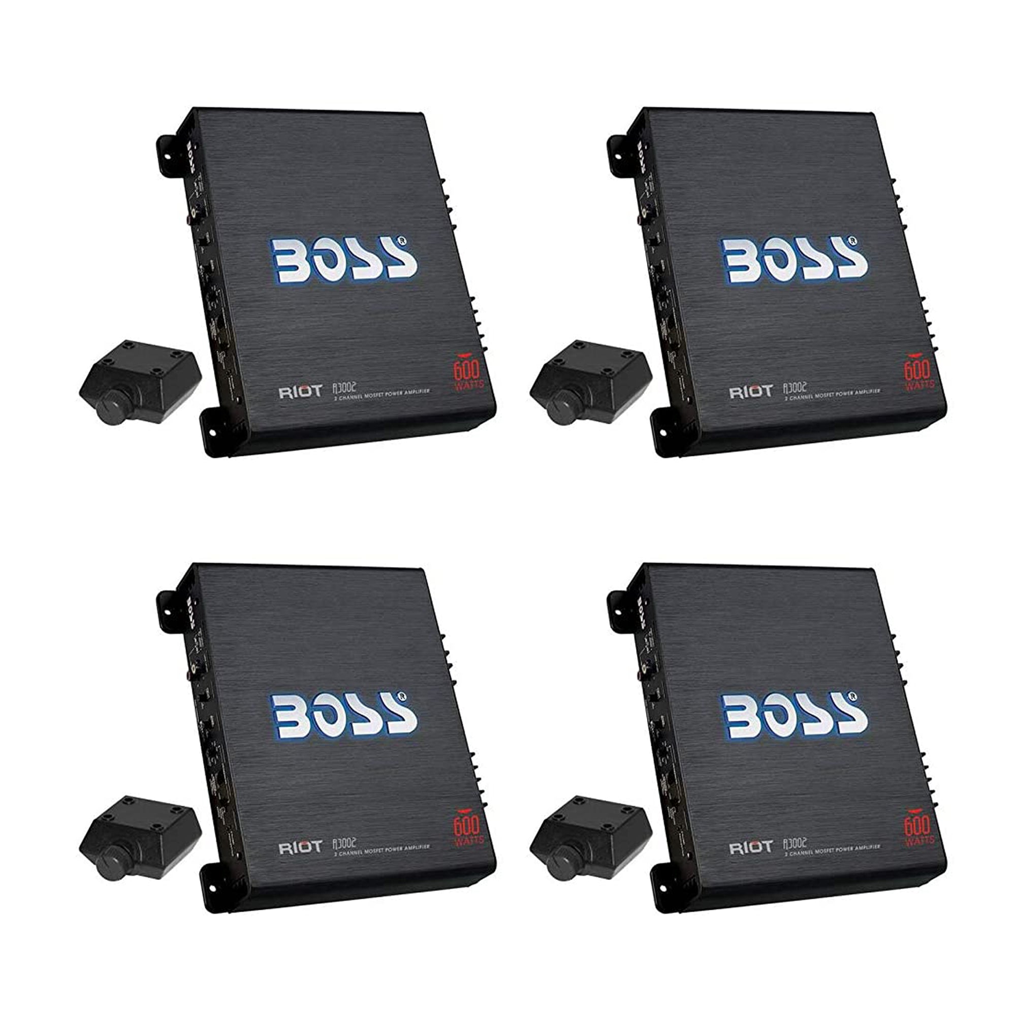 BOSS 600W 2-Channel Ch MOSFET Car Audio Power Amplifier Amp & Remote (4 Pack)