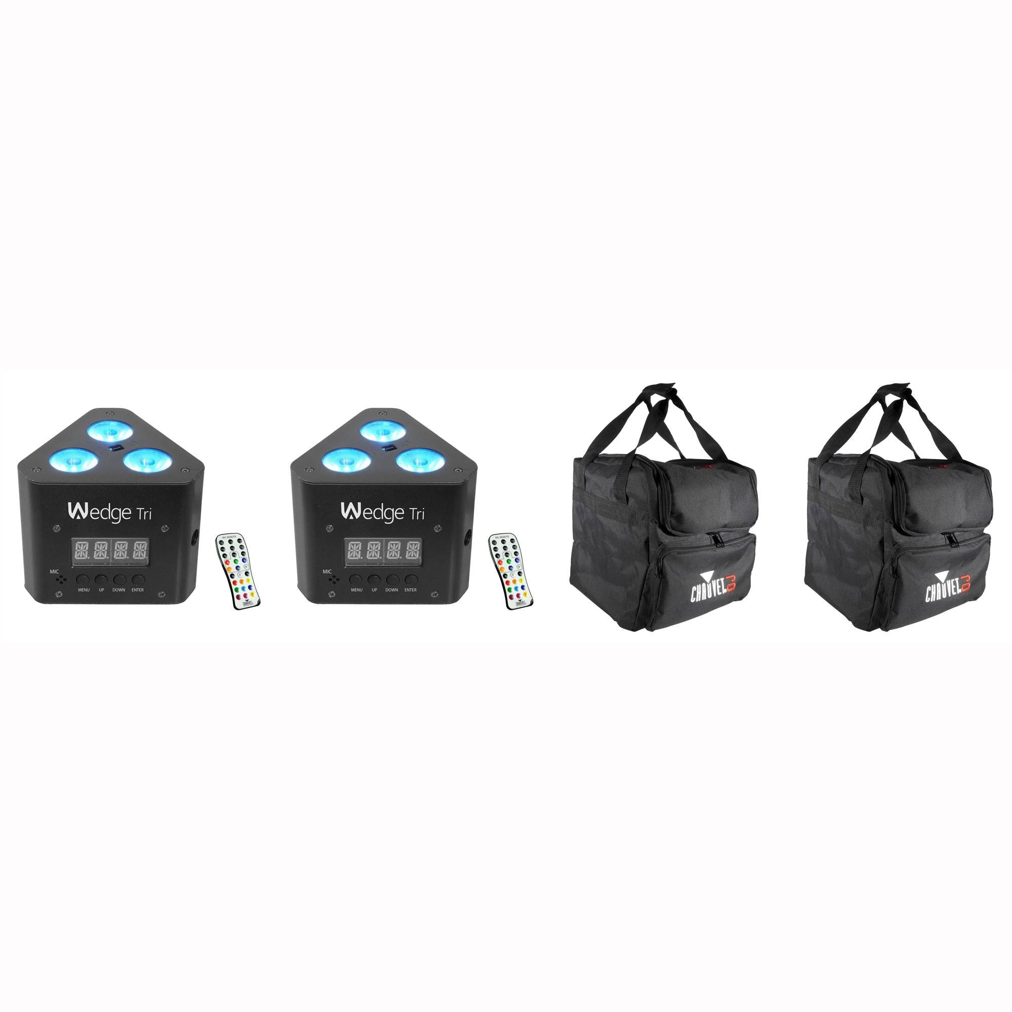 Chauvet DJ Transport Bag (2 Pack) & DJ Wedge Light Effect w/ Remote (2 Pack)