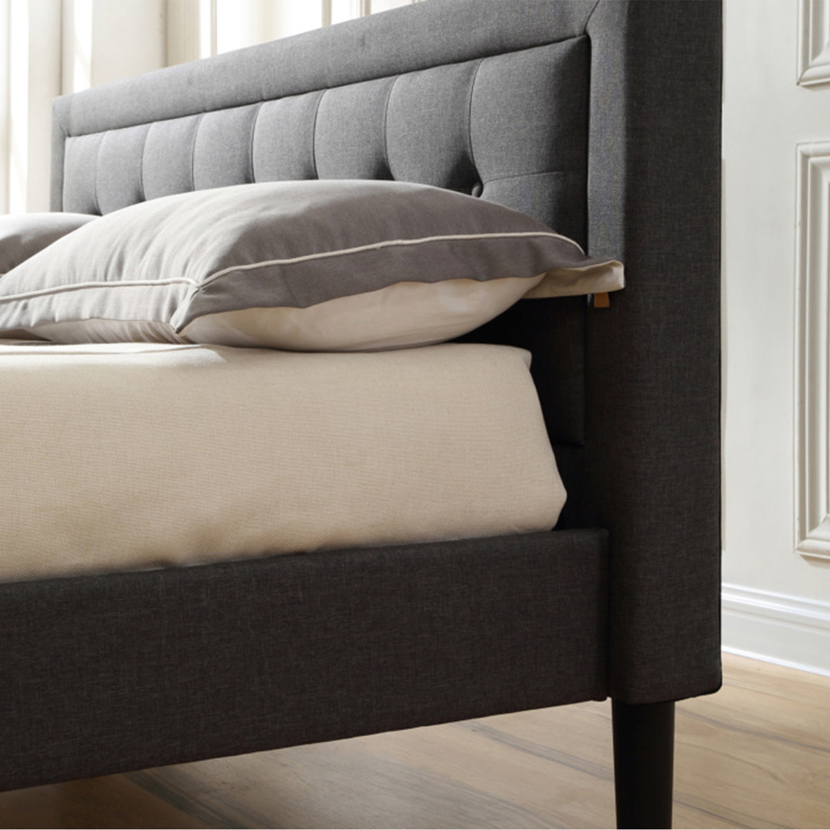 Classic Brands Mornington Upholstered Low Profile Platform Bed Frame, Full, Grey