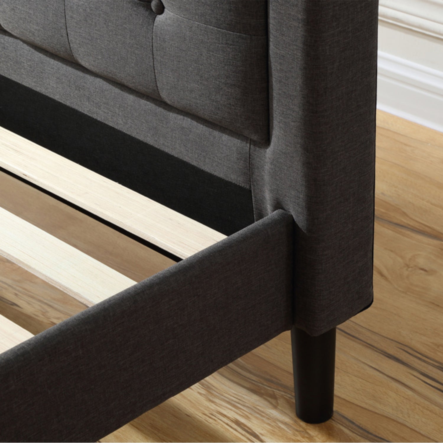 Classic Brands Mornington Upholstered Low Profile Platform Bed Frame, Full, Grey