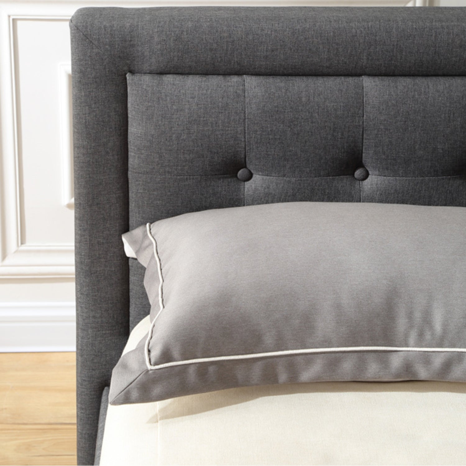 Classic Brands Mornington Upholstered Low Profile Platform Bed Frame, Full, Grey