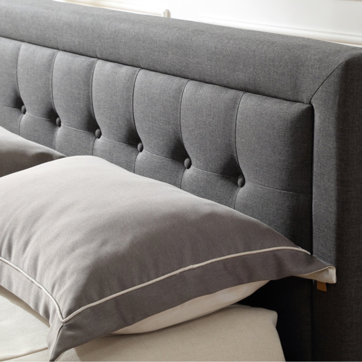 Classic Brands Mornington Upholstered Low Profile Platform Bed Frame, Full, Grey