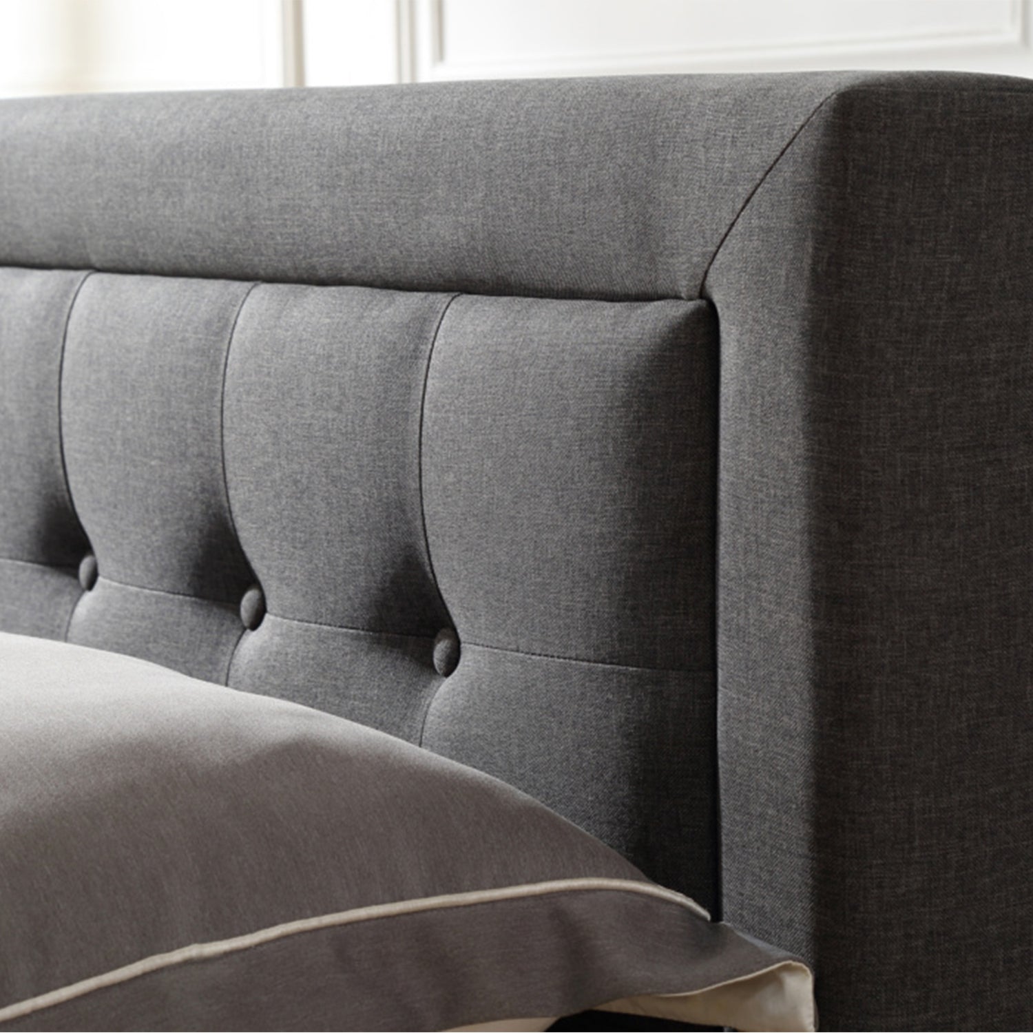 Classic Brands Mornington Upholstered Low Profile Platform Bed Frame, Full, Grey