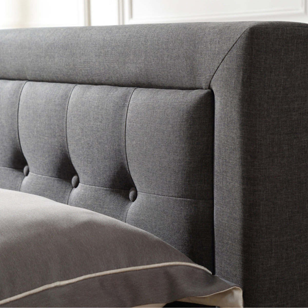 Classic Brands Mornington Upholstery Low Profile Platform Bed Frame, Queen, Grey