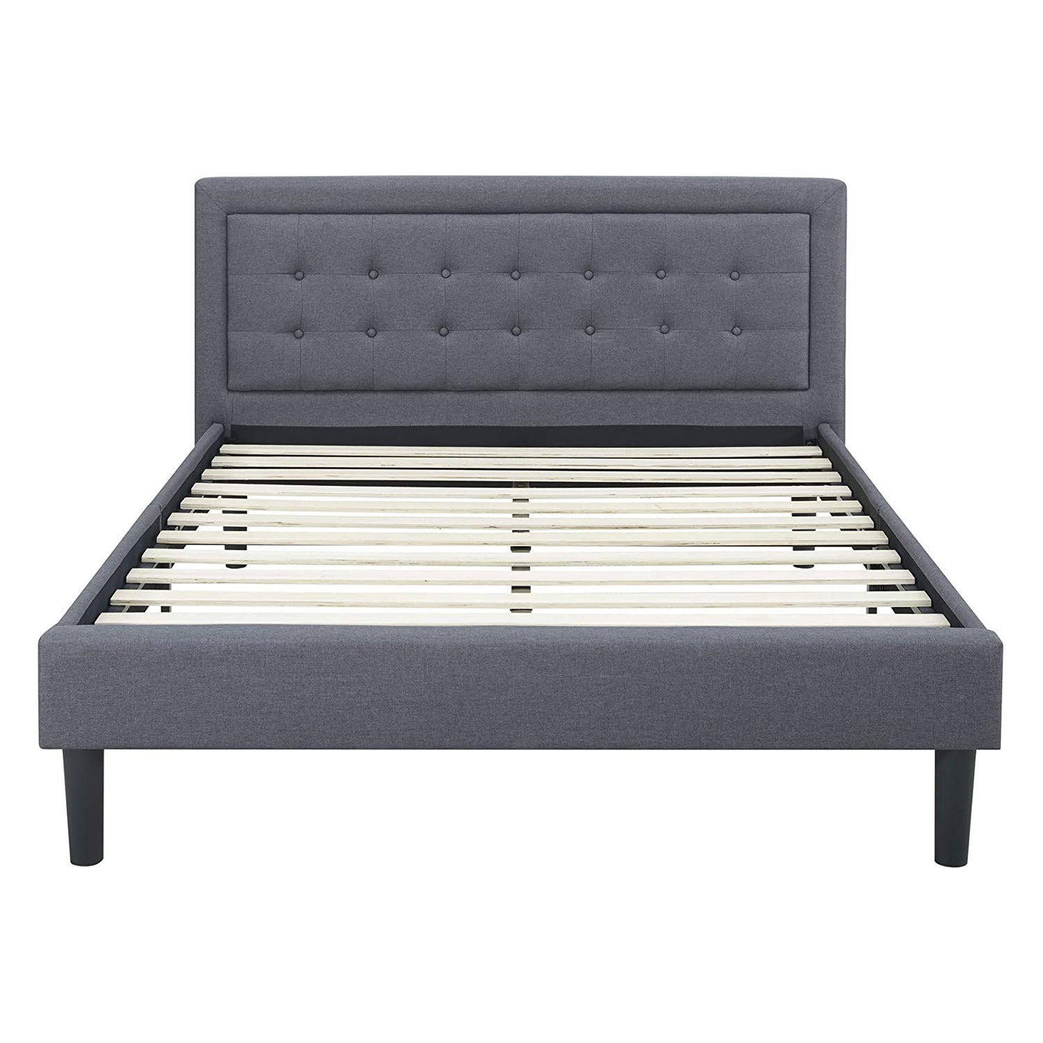Classic Brands Mornington Tufted Upholstery Platform Bed Frame, King, Dark Grey