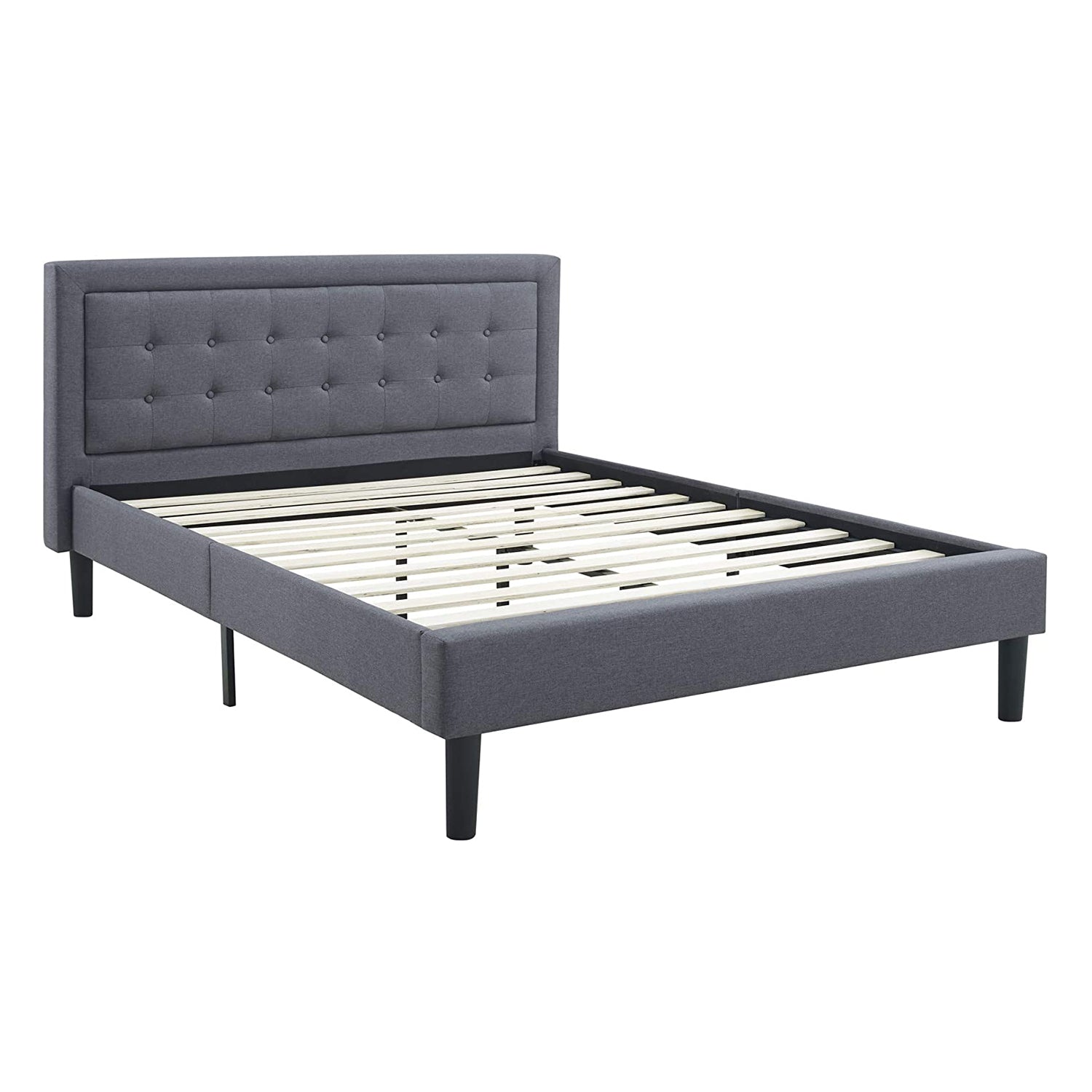 Classic Brands Mornington Tufted Upholstery Platform Bed Frame, King, Dark Grey