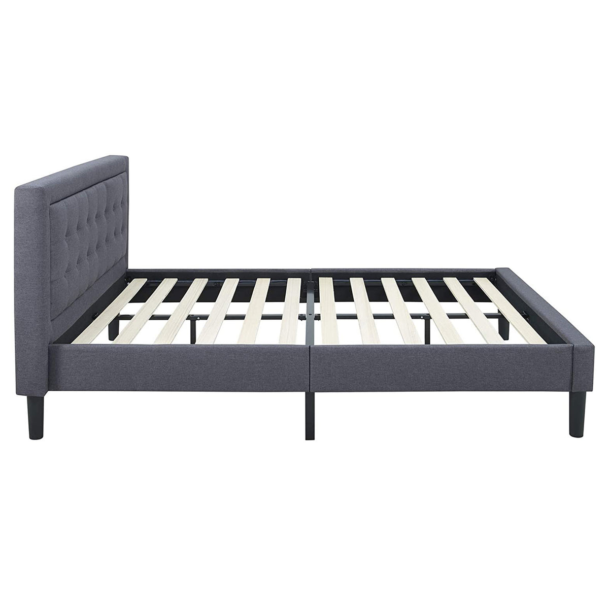 Classic Brands Mornington Tufted Upholstery Platform Bed Frame, King, Dark Grey