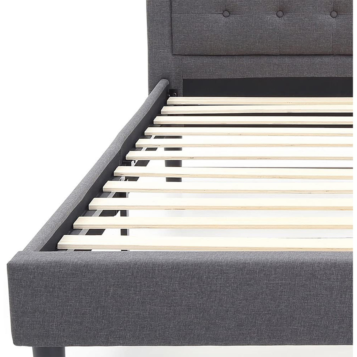 Classic Brands Mornington Tufted Upholstery Platform Bed Frame, King, Dark Grey