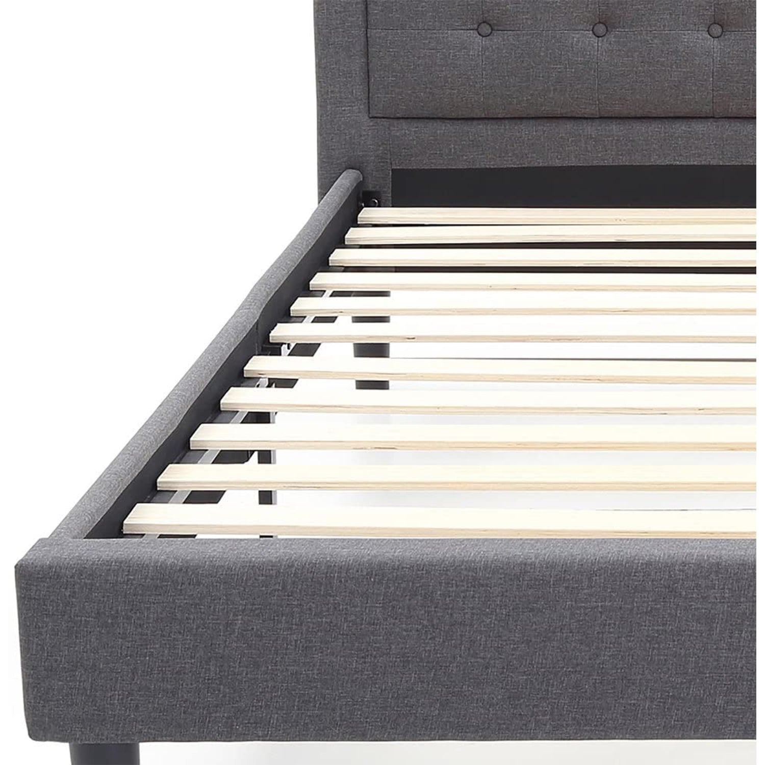 Classic Brands Mornington Tufted Upholstery Platform Bed Frame, King, Dark Grey