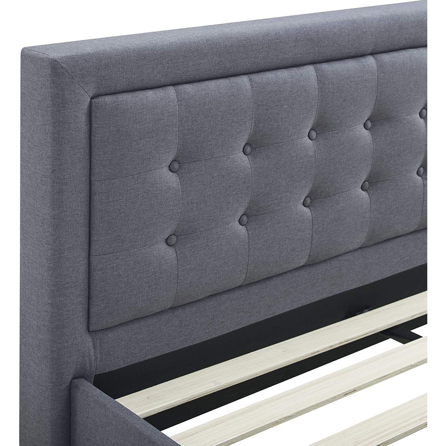 Classic Brands Mornington Tufted Upholstery Platform Bed Frame, King, Dark Grey