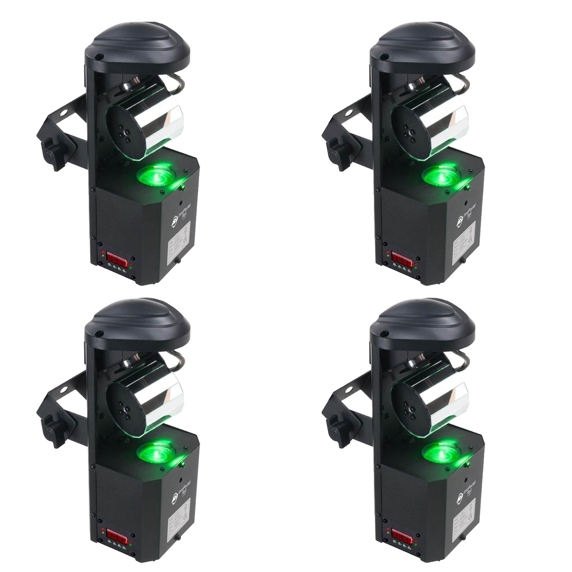 American DJ Inno Pocket Roll 12W LED DMX Barrel Mirrored Scannner Light (4 Pack)