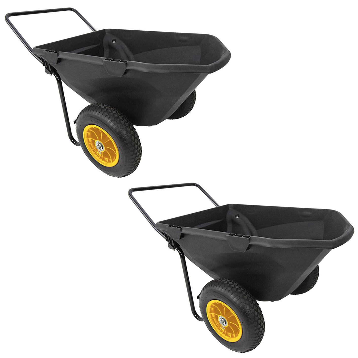 Polar Trailer 7 Cubic Foot Heavy Duty Utility Yard Wheelbarrow Cub Cart (2 Pack) - VMInnovations