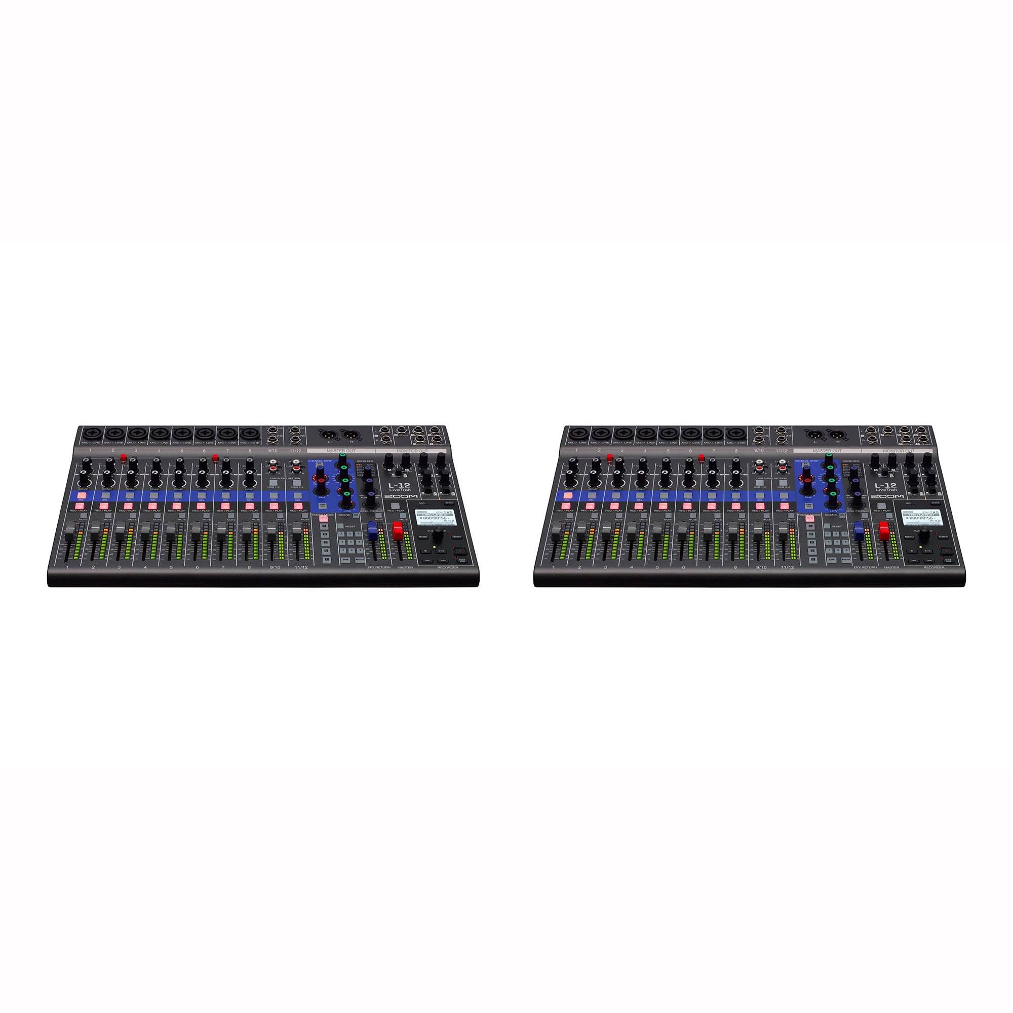 Zoom L12 LiveTrak 12 Channel Pro Digital Mixer and Multitrack Recorder (2 Pack)
