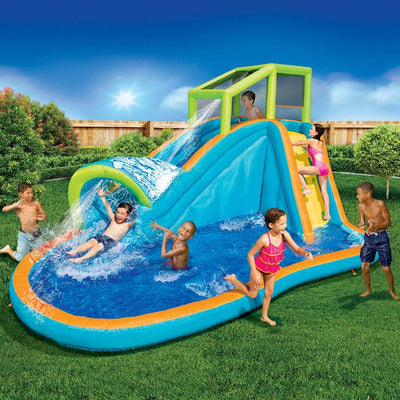 Banzai Inflatable Kids Pipeline Water Slide & Outdoor Splash Pool Park (2 Pack)
