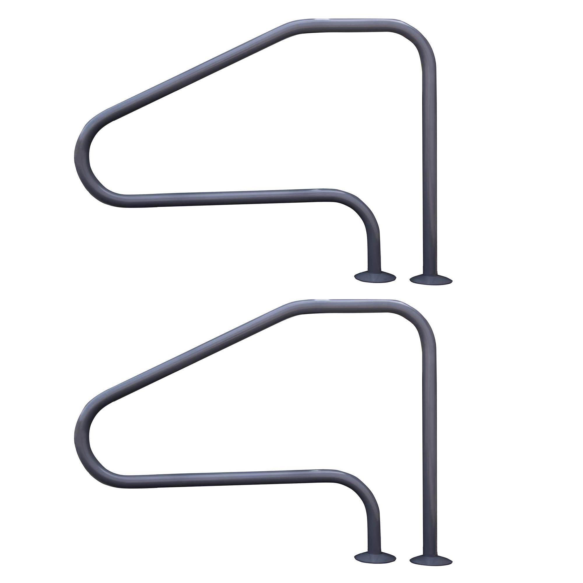 Saftron RTD-448-GG 4 Bend Swimming Pool Mounted Polymer Handrail, Gray (2 Pack) - VMInnovations