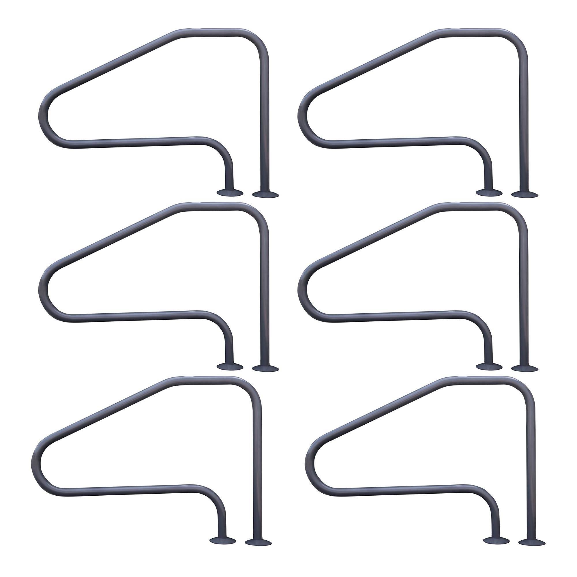 Saftron RTD-448-GG 4 Bend Swimming Pool Mounted Polymer Handrail, Gray (6 Pack)