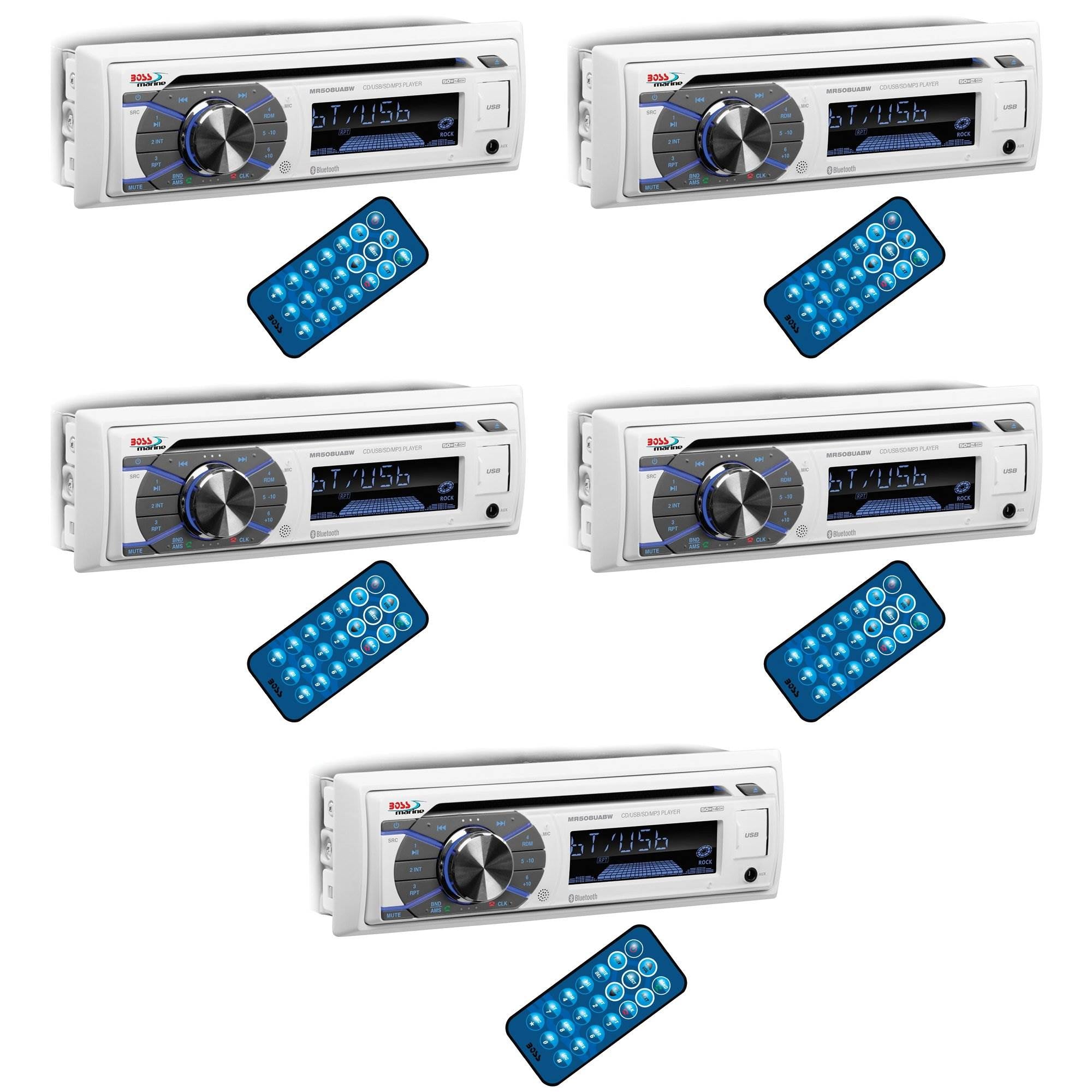 Boss CD/MP3 Marine/Boat In-Dash Player USB/AUX SD Receiver & Bluetooth (5 Pack)