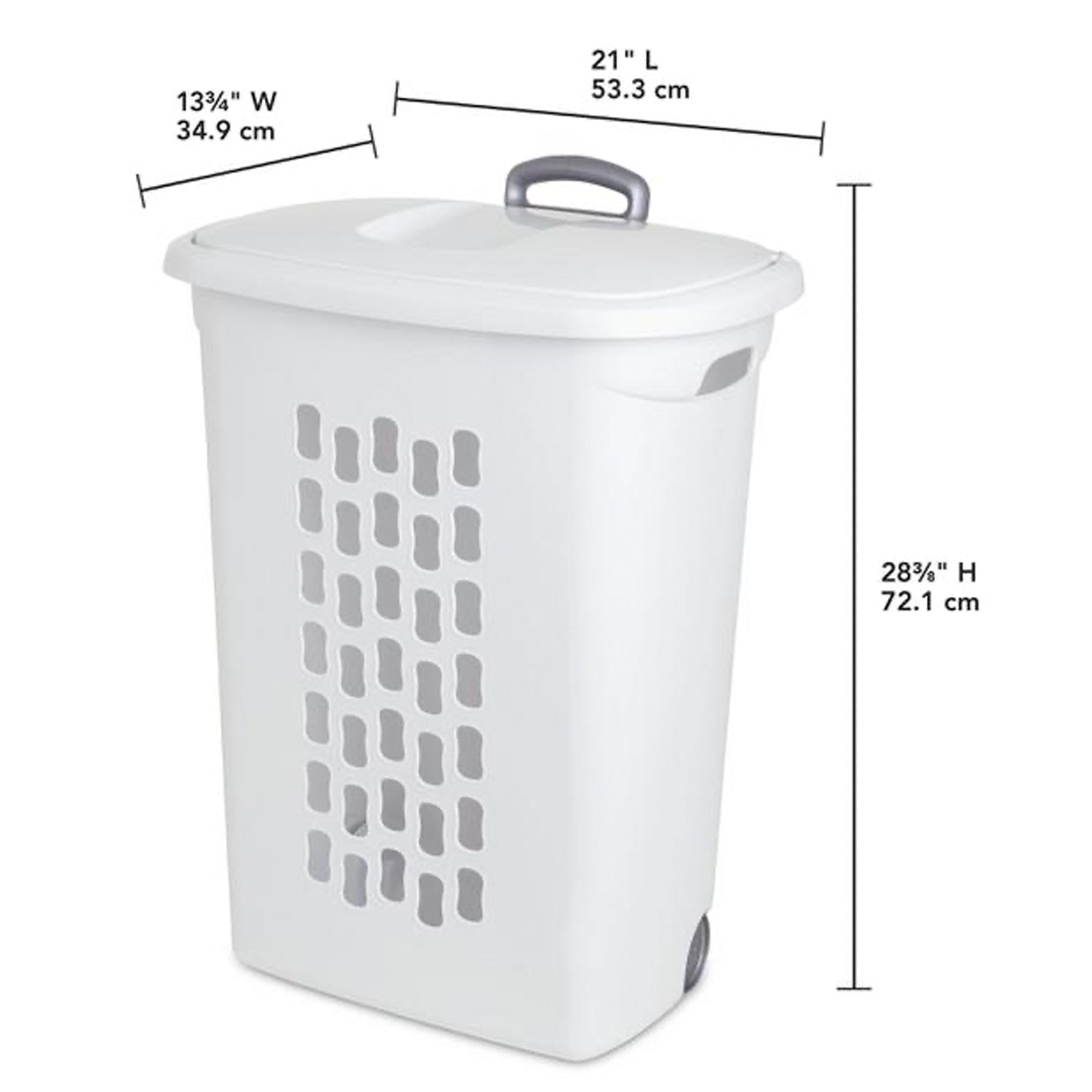 Sterilite White Laundry Hamper With Lift-Top, Wheels, And Pull Handle, 4 Pack - VMInnovations