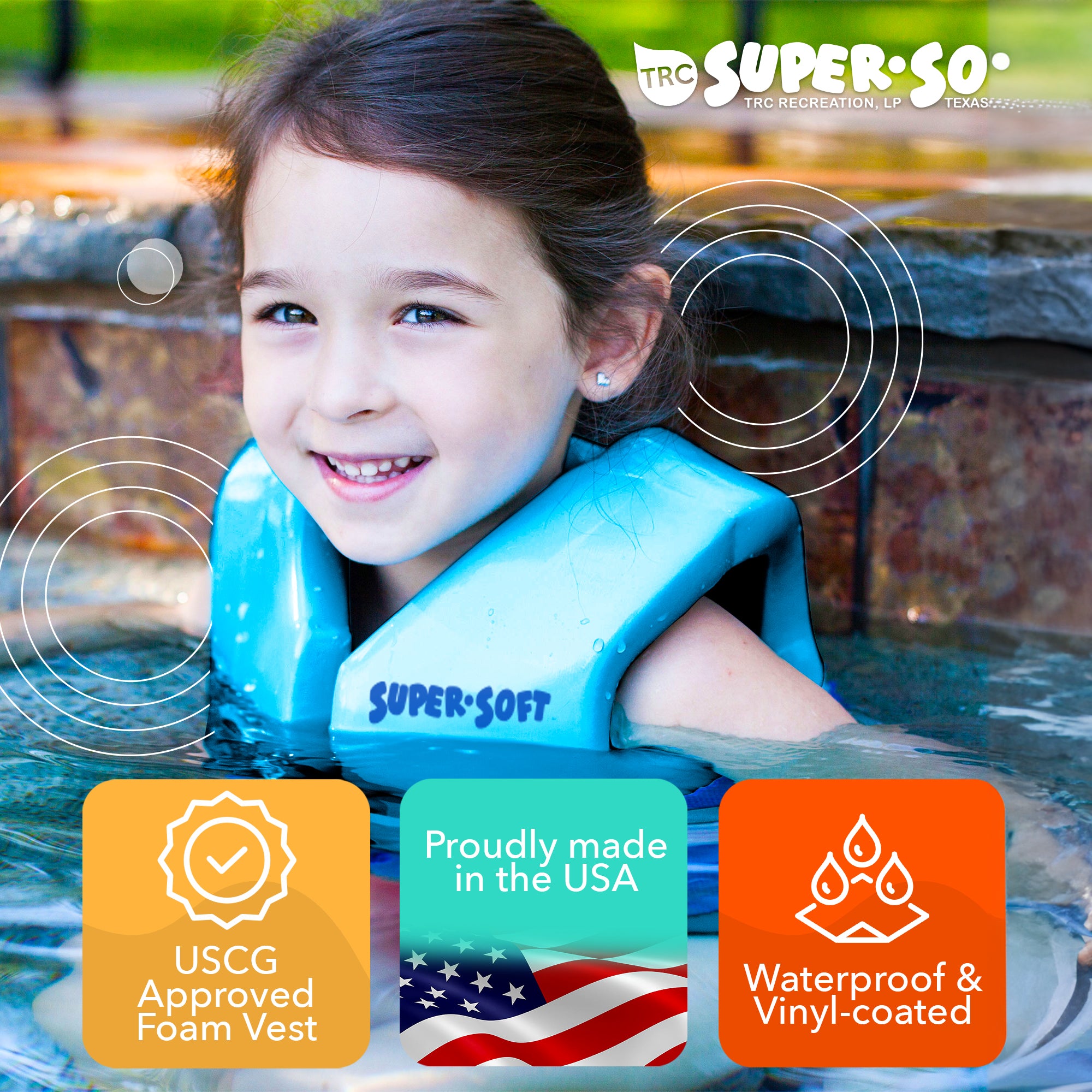 TRC Recreation Super Soft Child Medium Pool Life Jacket, Marina Blue (Open Box) - VMInnovations