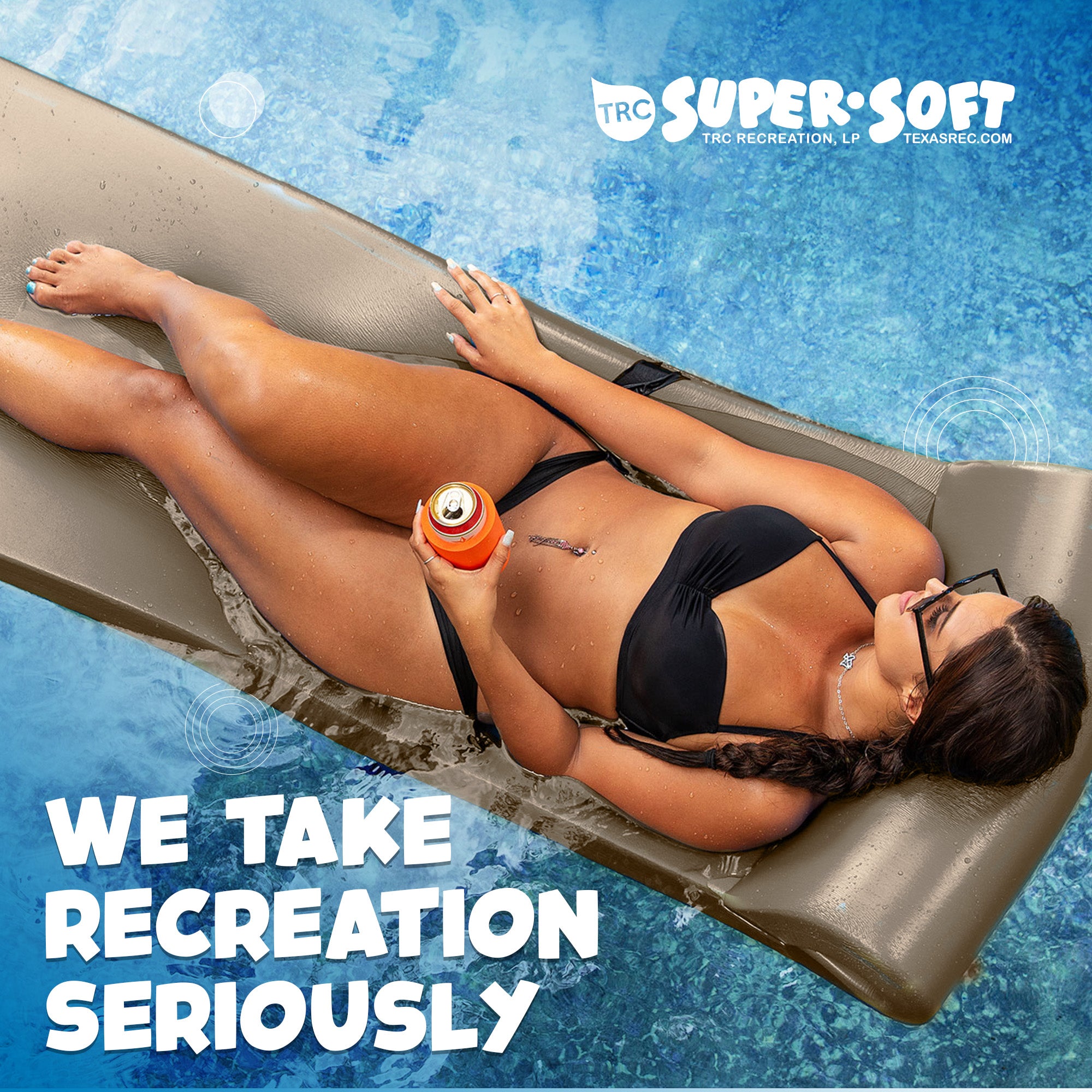 TRC Recreation Sunsation 1.75" Thick Foam Lounger Pool Float, Bronze (Open Box) - VMInnovations