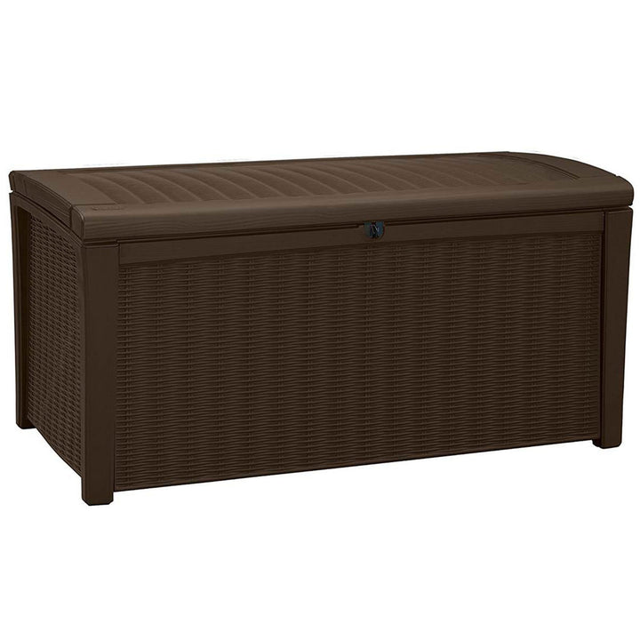 Keter Borneo 110 Gallon Rattan Resin Patio Storage Deck Box and Bench (2 Pack) - VMInnovations