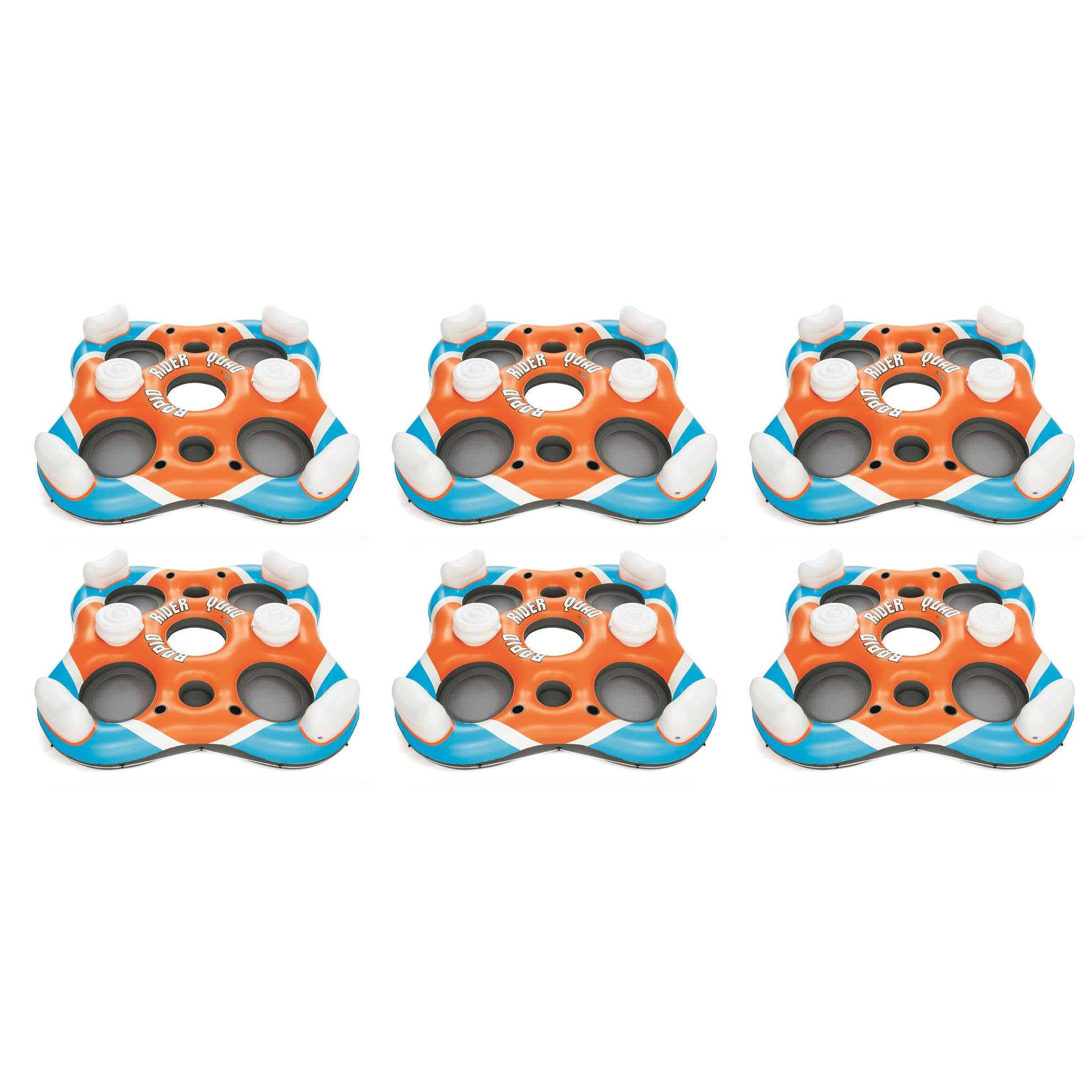 Bestway 101-Inch Rapid Rider 4-Person Floating Island Raft w/ Coolers (6 Pack) - VMInnovations