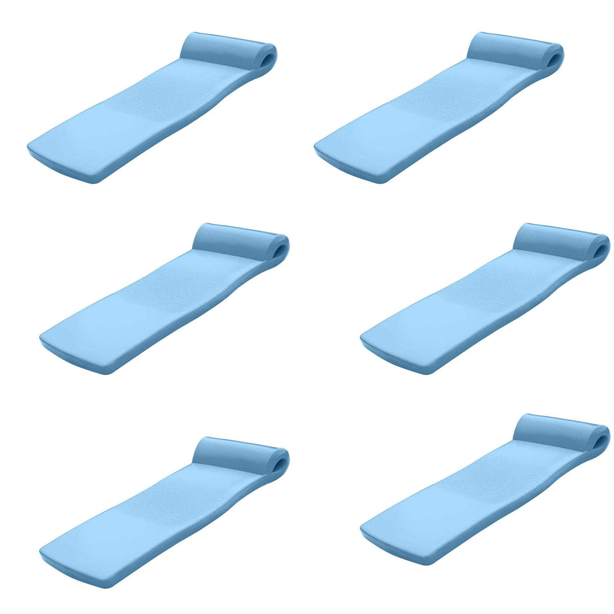 TRC Recreation Super Soft Swimming Pool Float Water Lounger Raft, Blue (6 Pack)