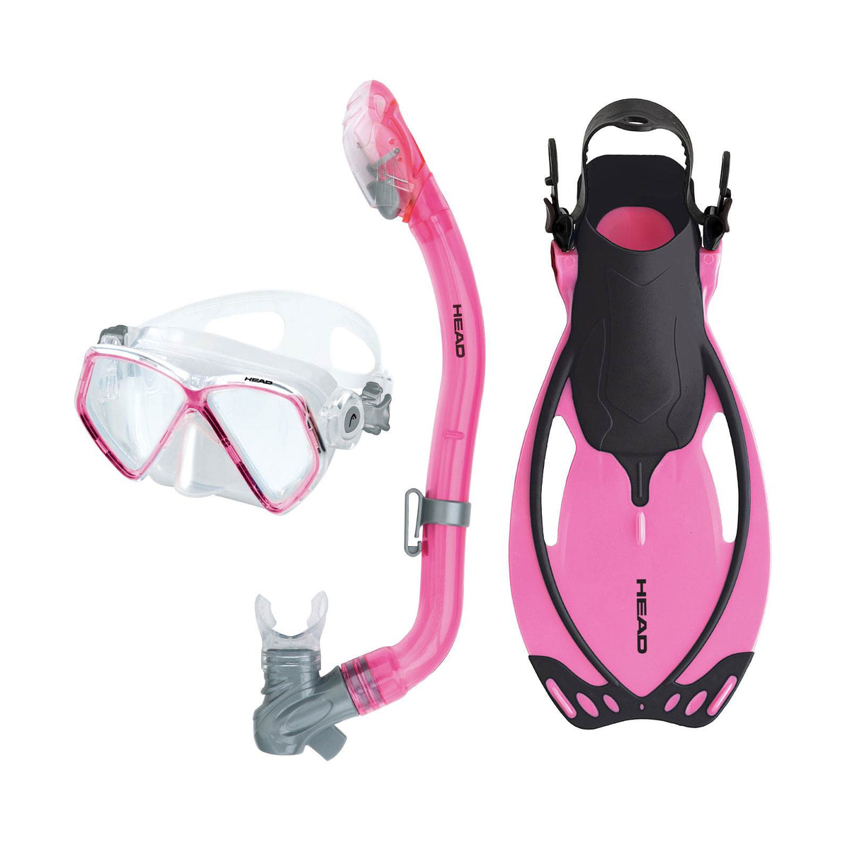 HEAD Pirate Dry Youth Pink Snorkeling Mask & Flippers Set, S/M (Open Box)