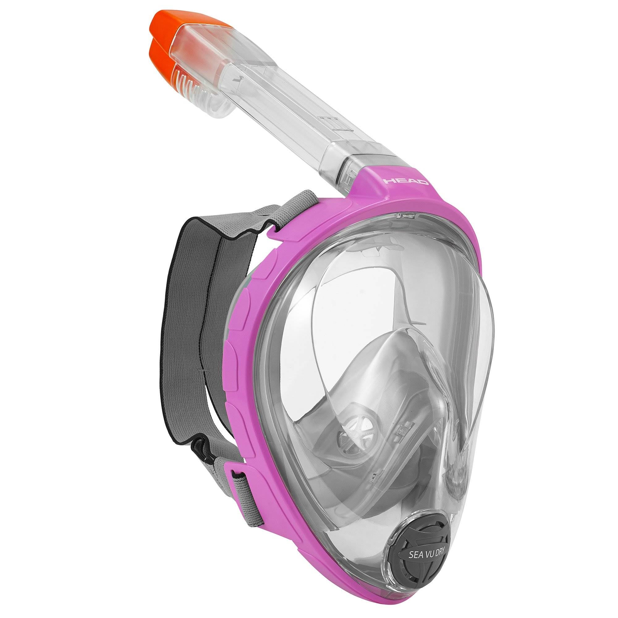 Head Sea VU Dry Full Face Anti Fog Pink Snorkeling Mask, Adult XL (Open Box)