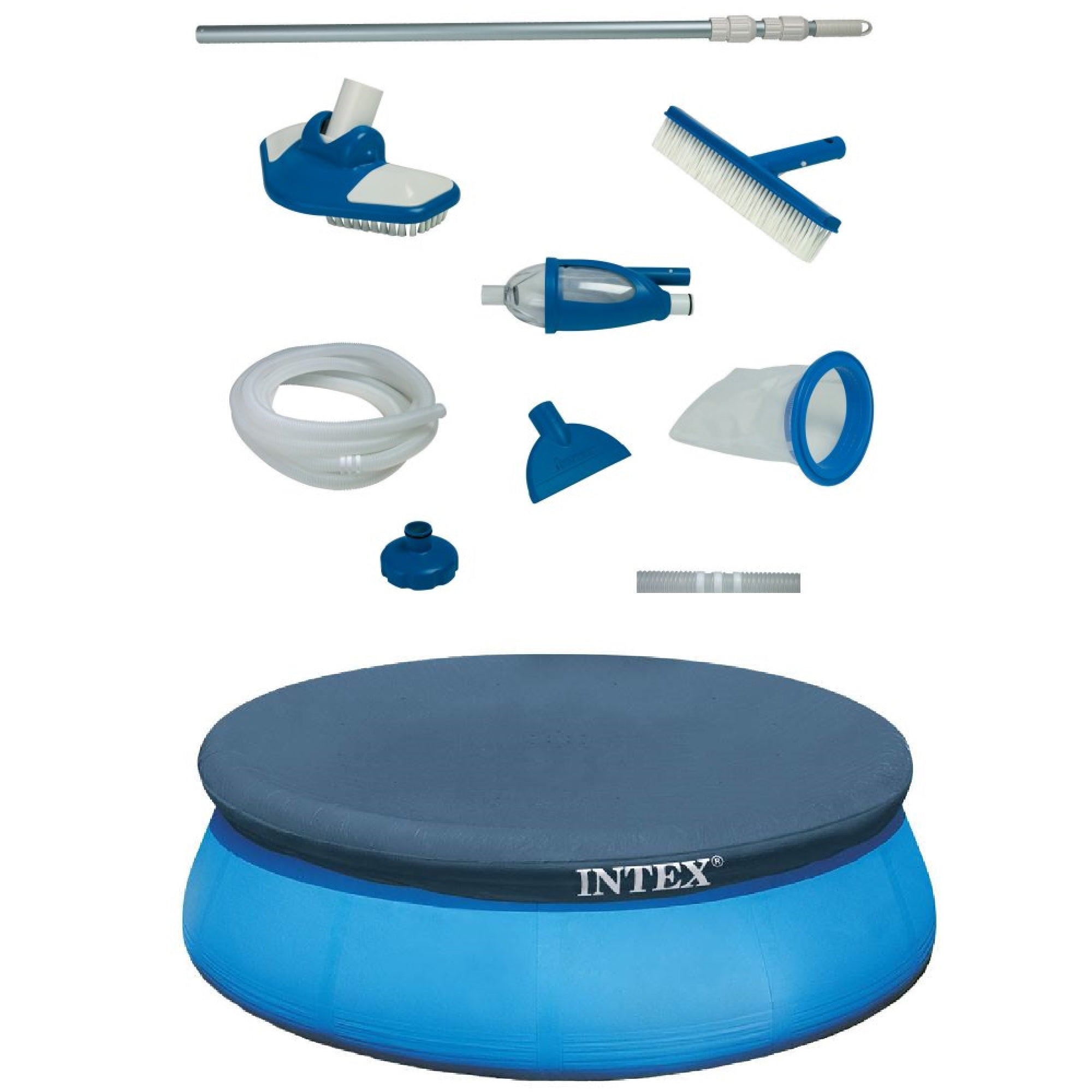 Intex Deluxe Pool Maintenance Kit & Intex 15 Ft Above Ground Swimming PoolCover - VMInnovations