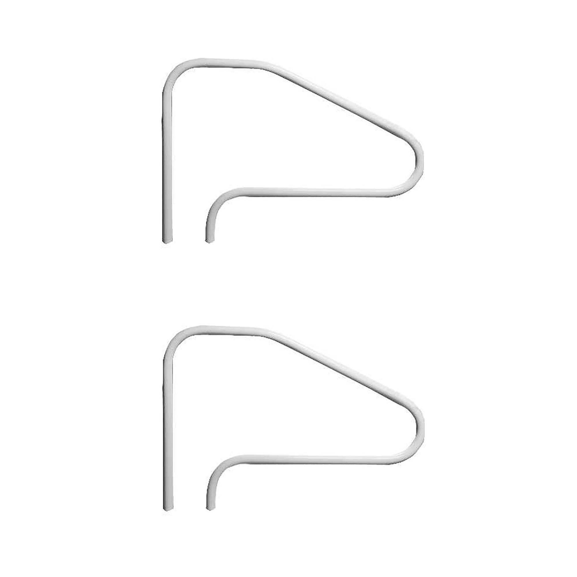 Saftron 4 Bend Durable Swimming Pool Mounted Polymer Handrail, White (2 Pack)