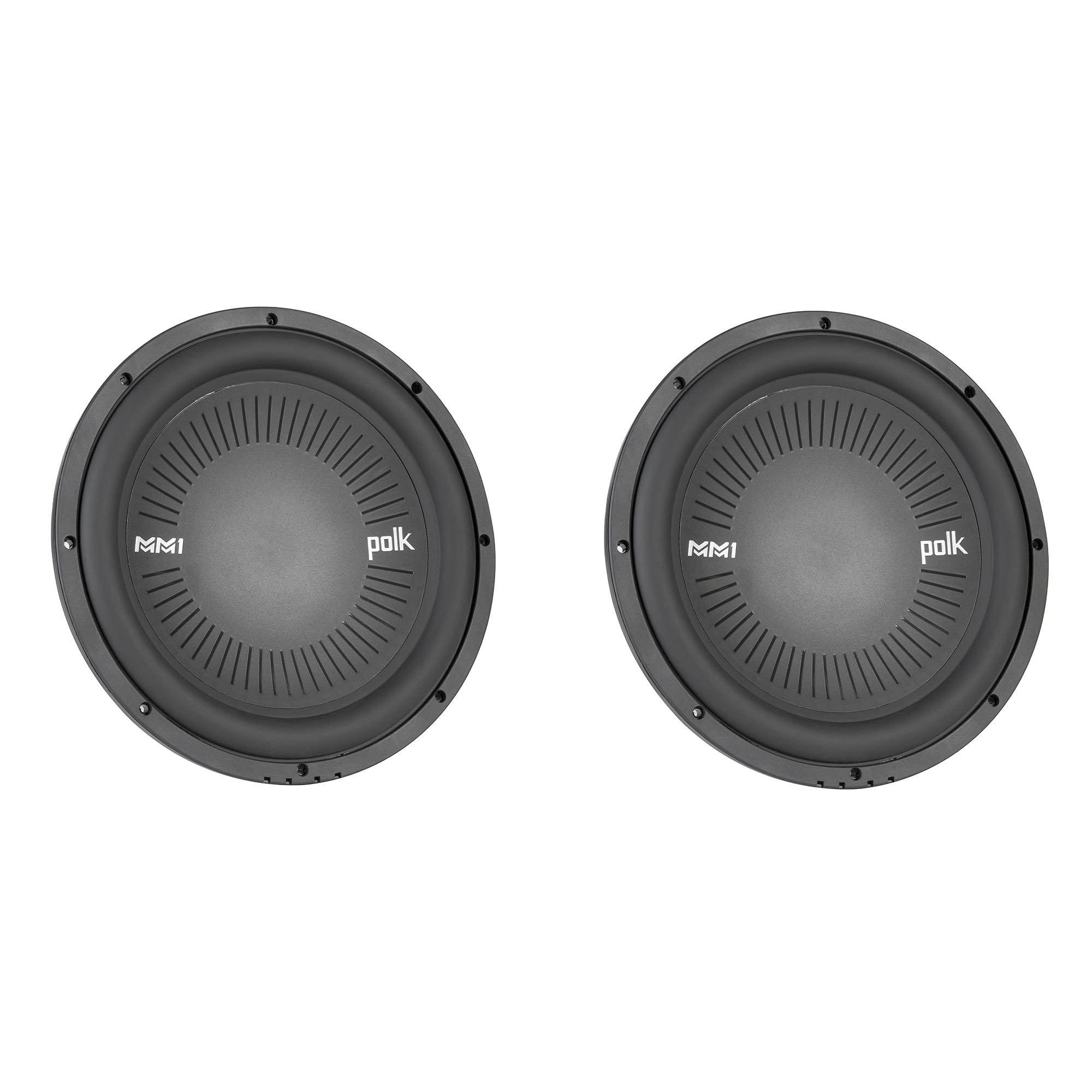 Polk MM1 Series 10" 1200W 4 Ohm Dual Voice Coil Car, & Marine Subwoofer (2 Pack)