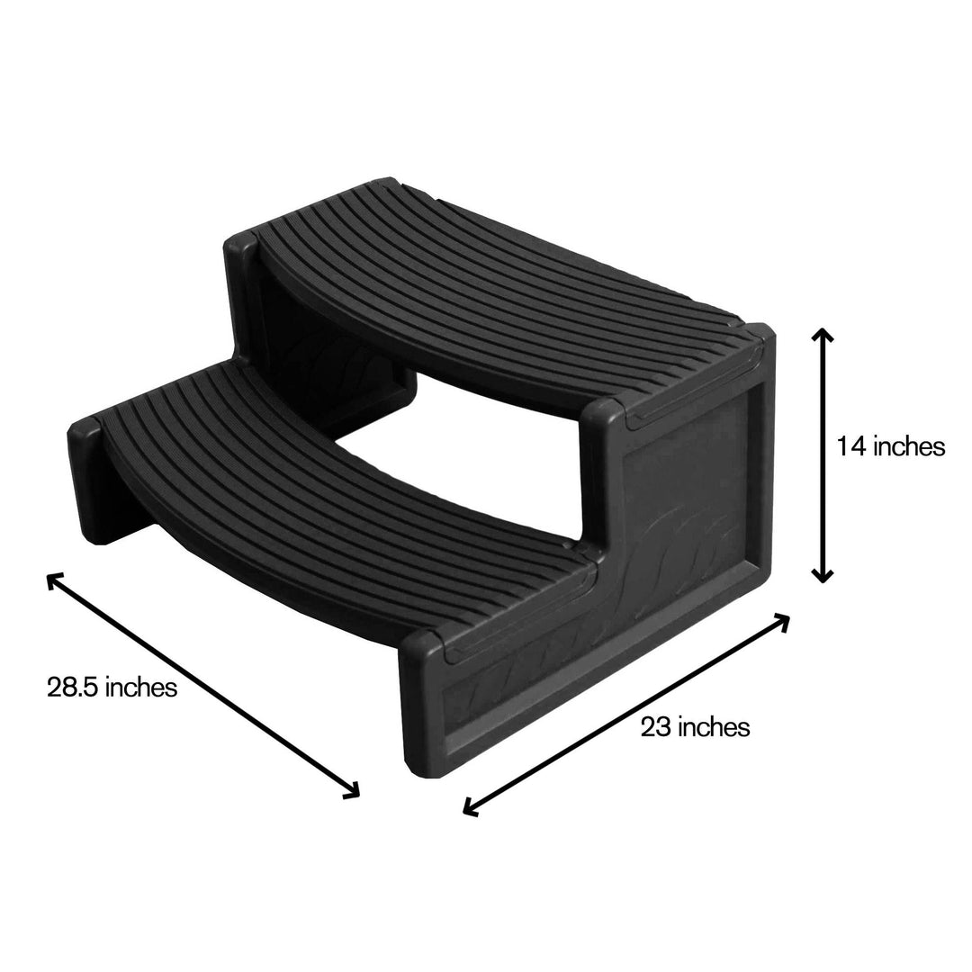 Confer Plastics Hot Tub Handi-Step for Straight & Curved Spa, Black (2 Pack) - VMInnovations