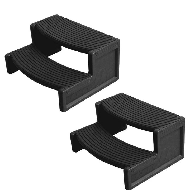 Confer Plastics Hot Tub Handi-Step for Straight & Curved Spa, Black (2 Pack) - VMInnovations