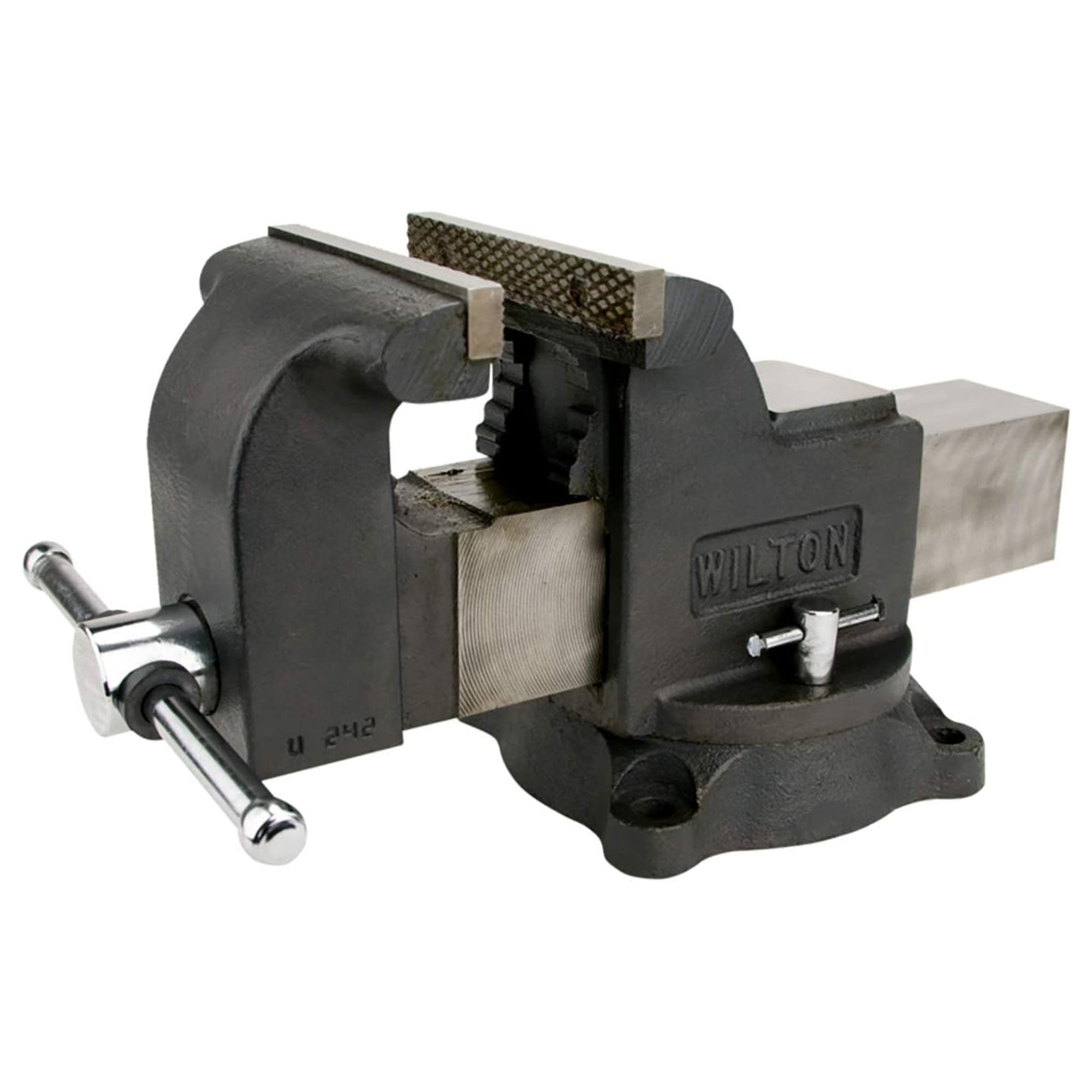 Wilton WS8 8 Inch Jaw 4 Inch Throat Steel Swivel Base Work Shop Bench Vise, Gray