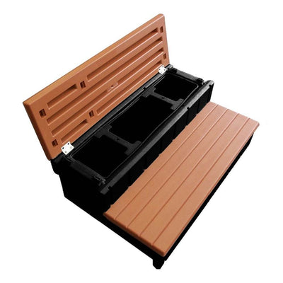 Leisure Accents 36" Deck Spa Hot Tub Storage Compartment Steps, Redwood (2 Pack)