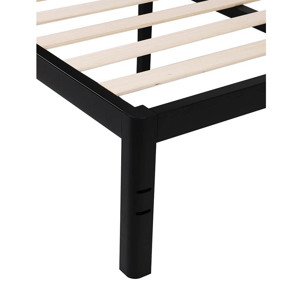 intelliBASE 18" Wood Slat Black Metal Headboard Bed Frame, Queen (Open Box)