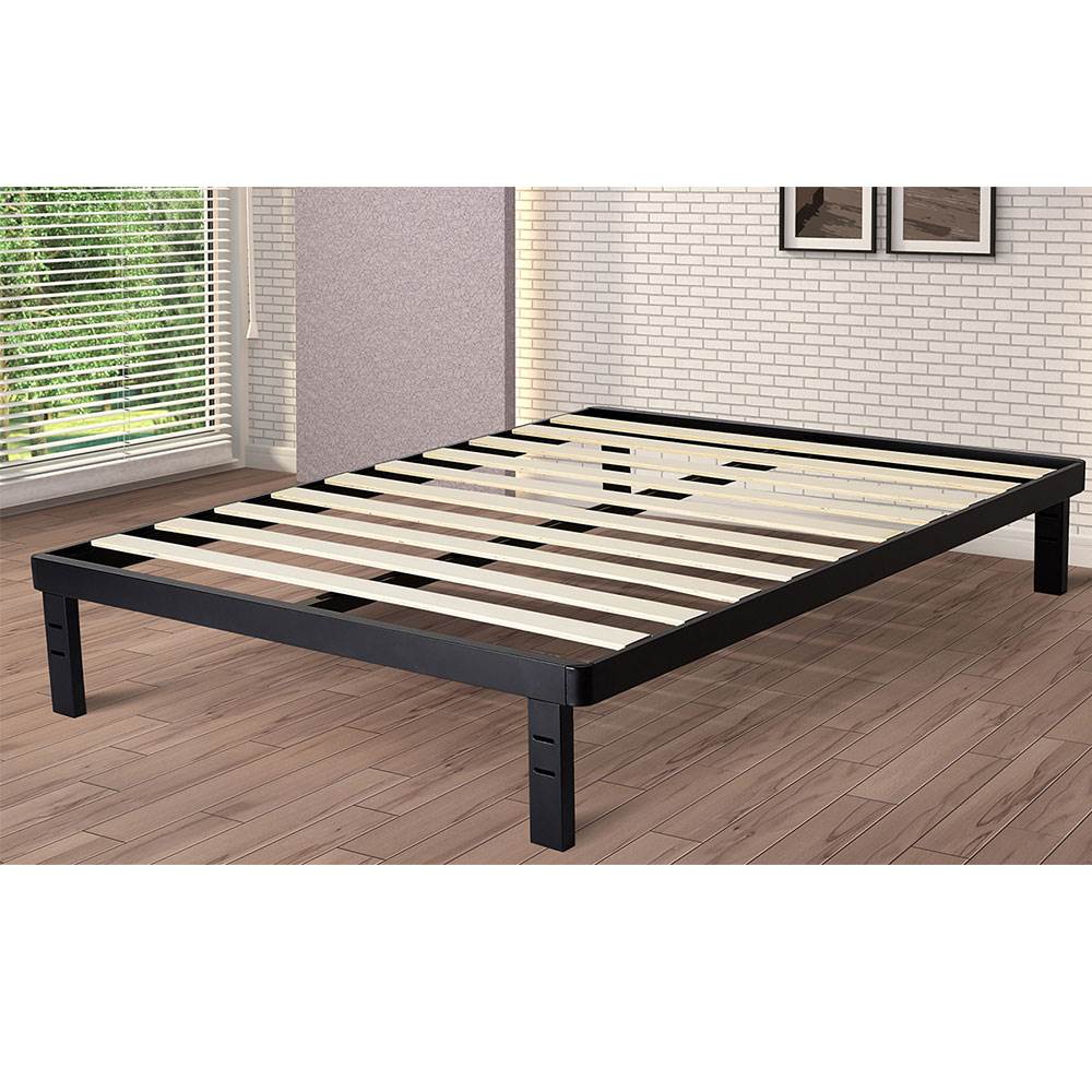 intelliBASE 18" Black Metal Platform Bed Frame w/ Wooden Slats, King (Used)