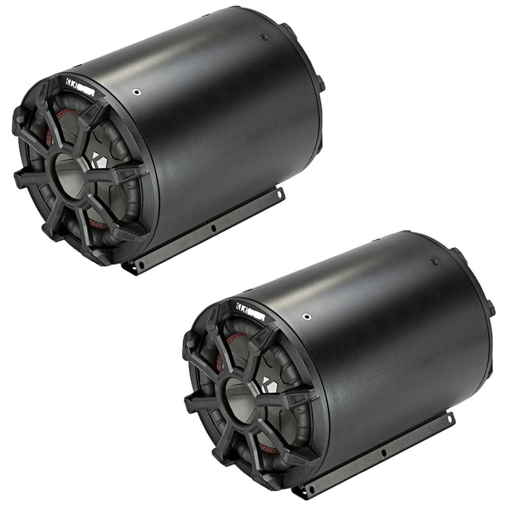 Kicker Car Audio Tube Enclosure with 8 Inch 4 Ohm Subwoofer and Grill (2 Pack)