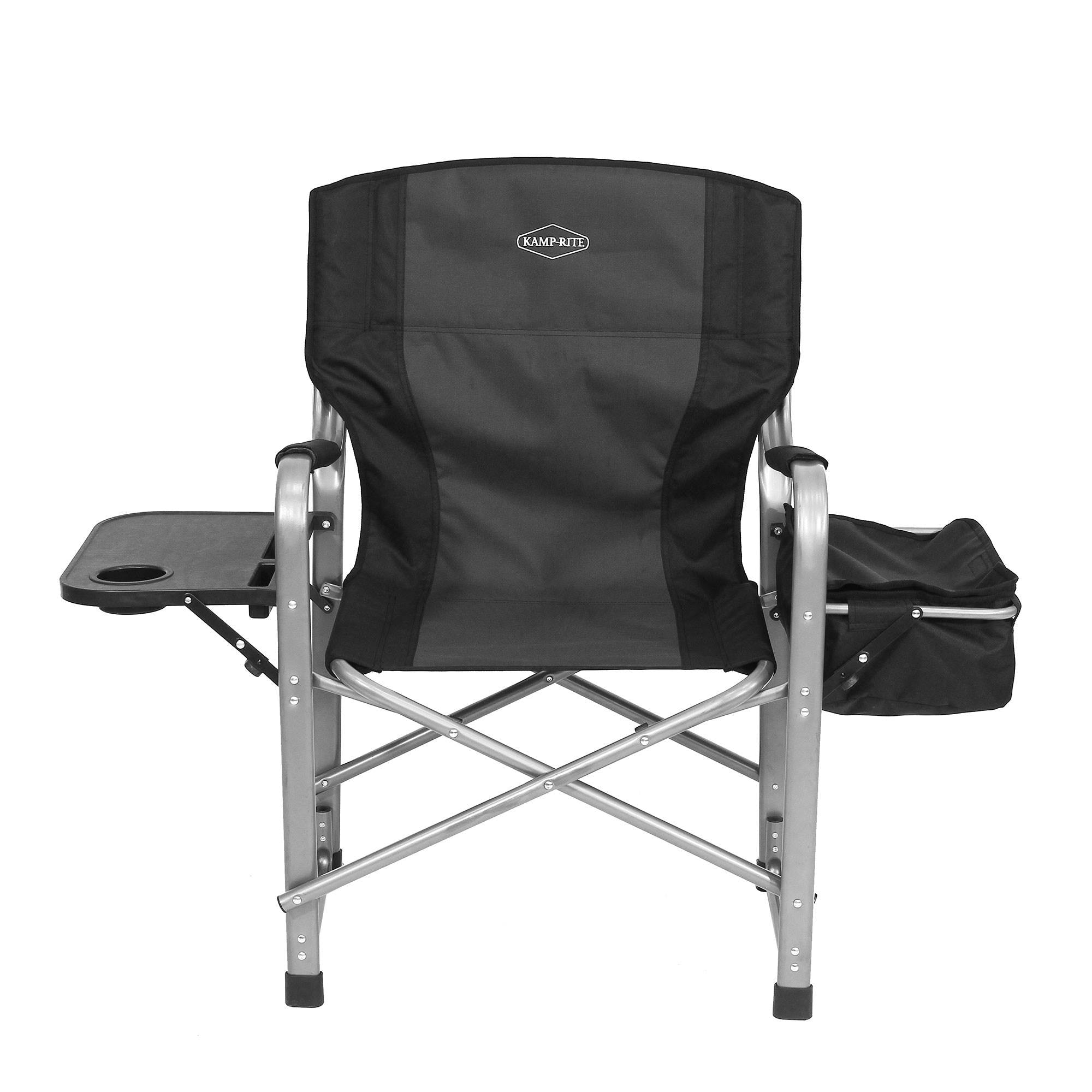Kamp-Rite Director's Camping Chair with Cooler and Side Table, Black (2 Pack)