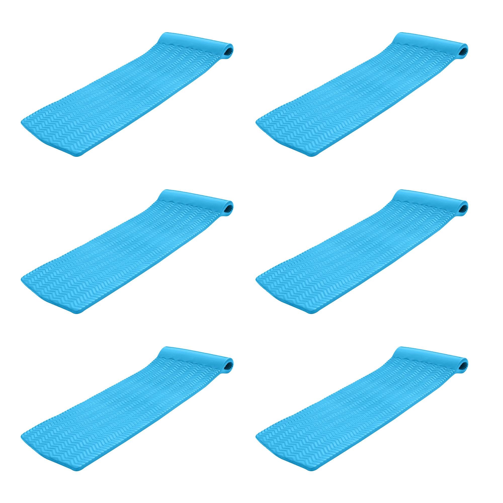 TRC Recreation Serenity 70 Inch Foam Mat Raft Lounger Pool Float, Blue (6 Pack)