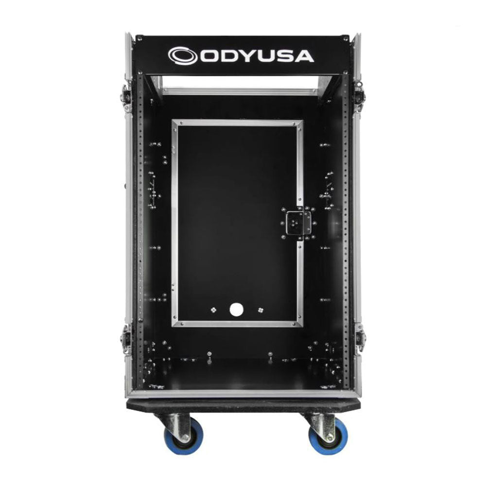 Odyssey FZ1316W 13U Top Slanted 16U Vertical Pro Combo Rack with Casters, Black - VMInnovations